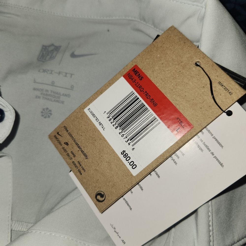 NIKE Men's Dallas Cowboys Sideline Lockup Performance Polo NWT Light Gray - Picture 10 of 10